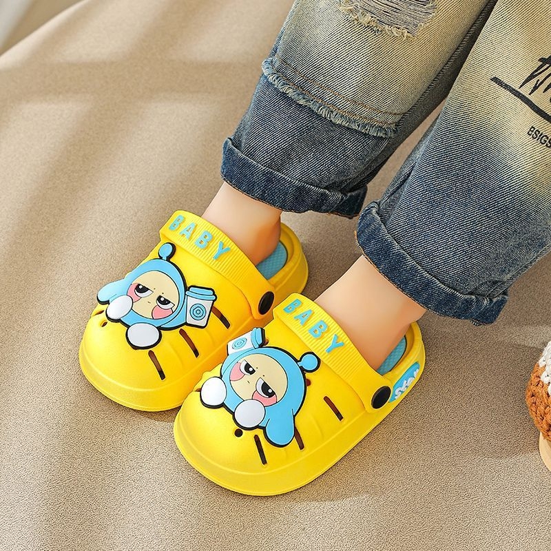 Детски вътрешни пантофи — Карикатурен принт, антихлъзгаща подметка, дишащи, мека PVC подметка