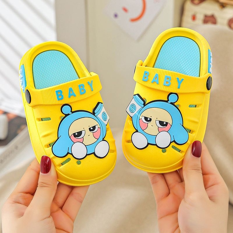 Детски вътрешни пантофи — Карикатурен принт, антихлъзгаща подметка, дишащи, мека PVC подметка