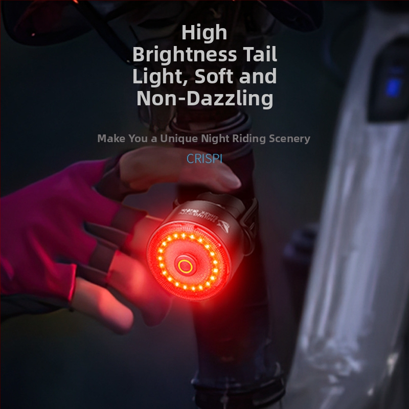 Stražnja svjetiljka za bicikl s inteligentnom vibracijskom indukcijom kočenja, LED osvjetljenje, ABS materijal, punjiva, ručna generacija energije