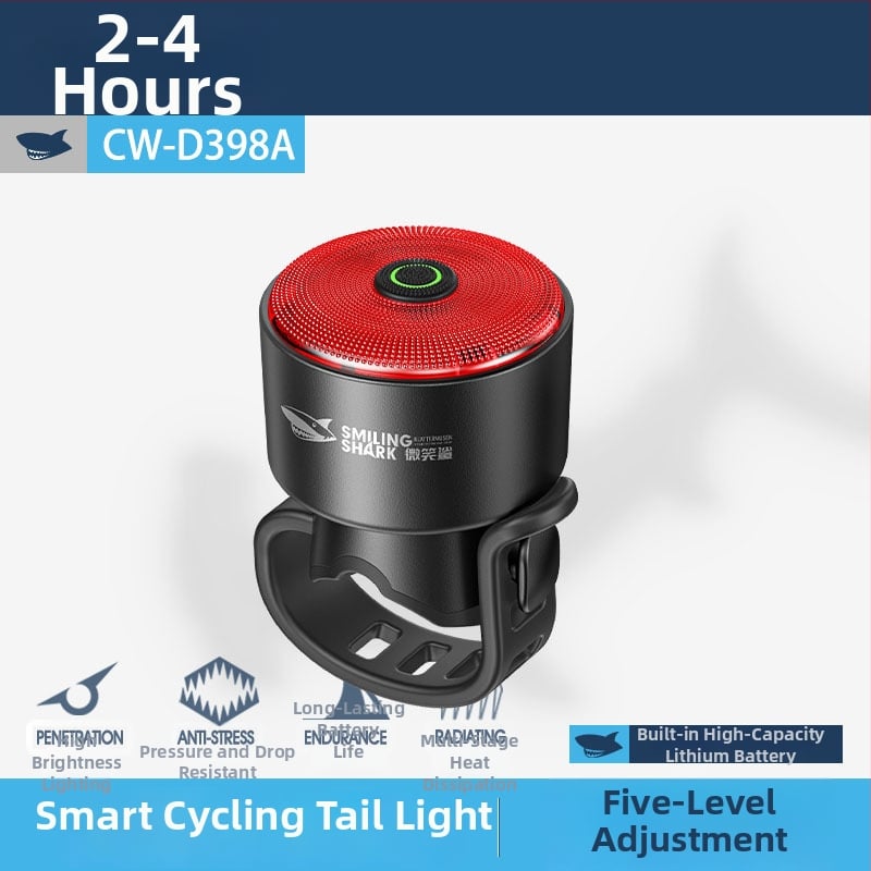 Stražnja svjetiljka za bicikl s inteligentnom vibracijskom indukcijom kočenja, LED osvjetljenje, ABS materijal, punjiva, ručna generacija energije