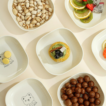 Zdjela za kosti za kućnu upotrebu (krem stil, plastika, crtić motiv, oblik četiri smjera)