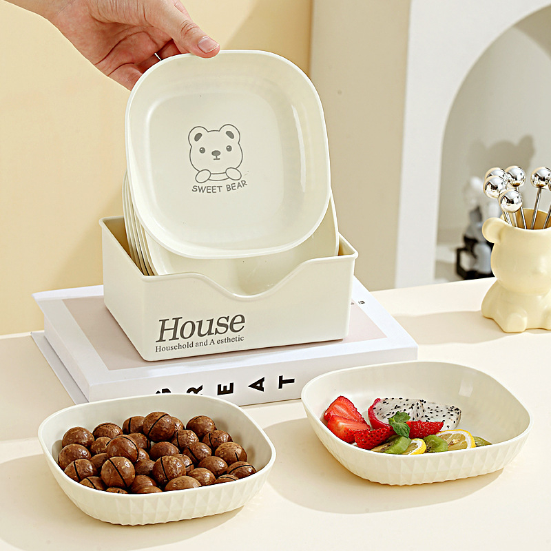 Zdjela za kosti za kućnu upotrebu (krem stil, plastika, crtić motiv, oblik četiri smjera)