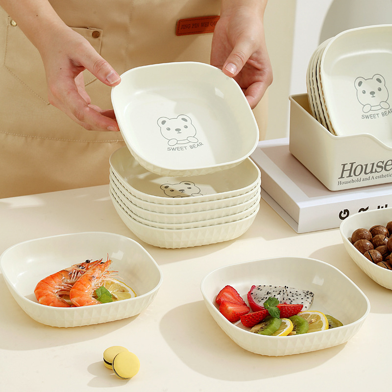 Zdjela za kosti za kućnu upotrebu (krem stil, plastika, crtić motiv, oblik četiri smjera)