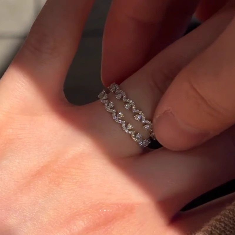 Ženski prsten od bakra s elektroplatingom, čipkast uzorak tkanja, lagan luksuzni stil