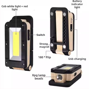 Lumină de camping cu LED COB, încărcare USB, lampă pliabilă cu unghi larg de citire, 5V 5W