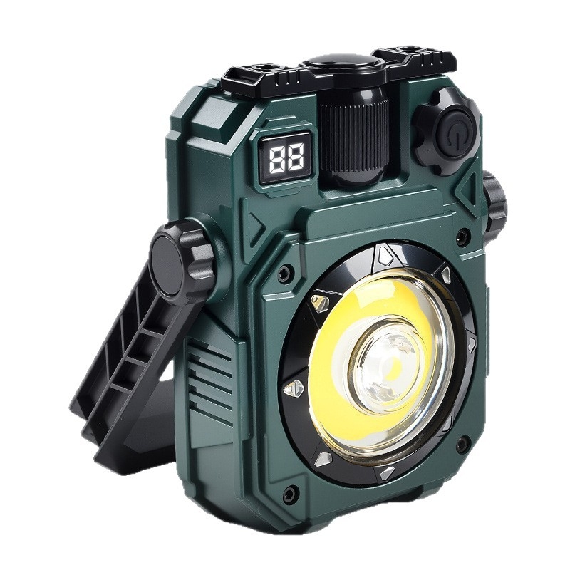 Napenergiás kemping lámpa, Type-C töltés, mágneses COB LED munkafény, 3600mAh akkumulátor, 360° forgás