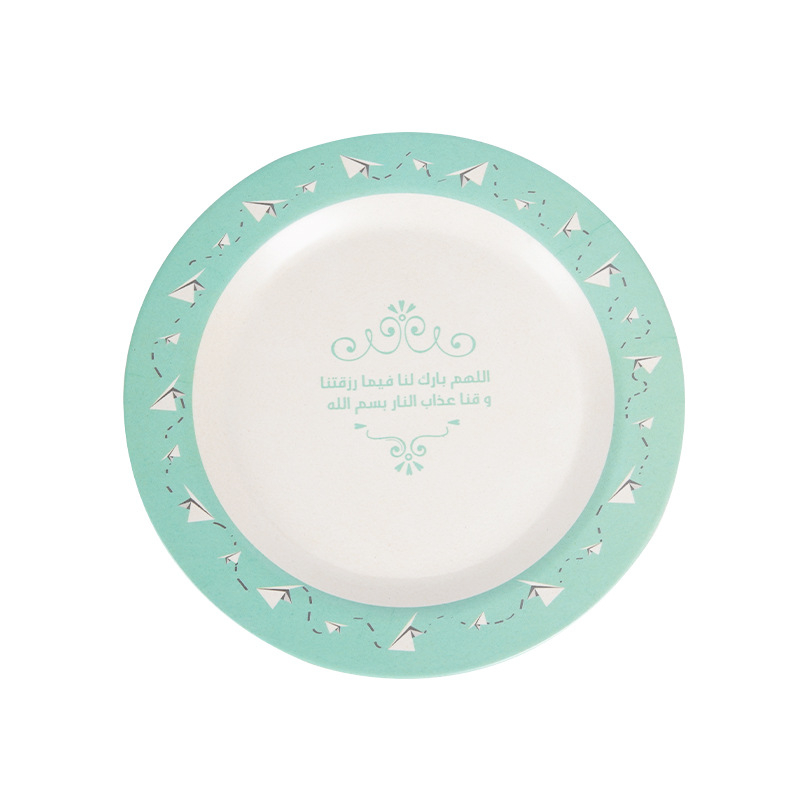 Okrugli tanjur od vlakana bambusa, japanskog stila posuđe, površina s decalom, prilagođeni logo