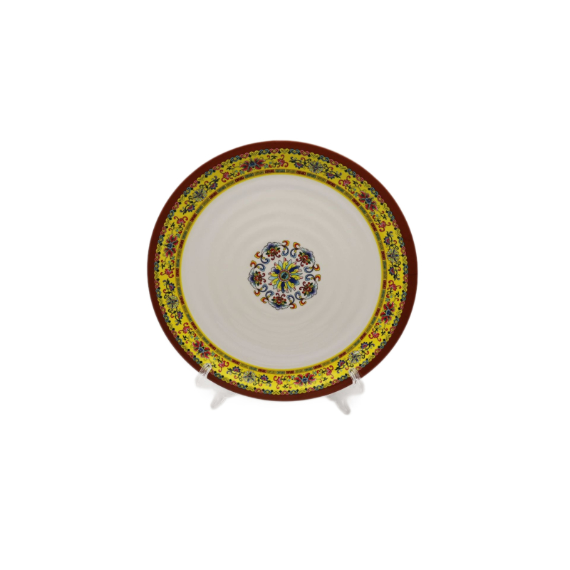 Melaminska tanjura s cvjetnim uzorkom, kružni oblik, reljefna površina