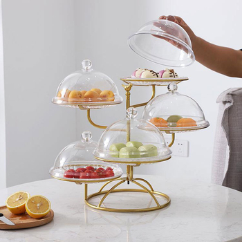 Скандинавски пететажен поднос за плодове за дома — поднос с отделения за плодове, сушени плодове, закуски и десерти