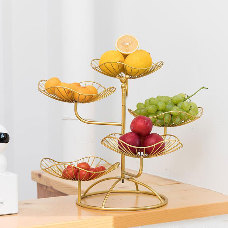 Скандинавски пететажен поднос за плодове за дома — поднос с отделения за плодове, сушени плодове, закуски и десерти