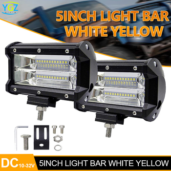 LED работна светлина за автомобил, 72W, 24 LED, двойна редица, 6500K, 10–32V