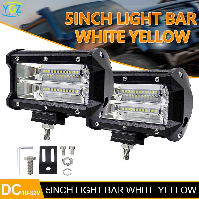 LED работна светлина за автомобил, 72W, 24 LED, двойна редица, 6500K, 10–32V