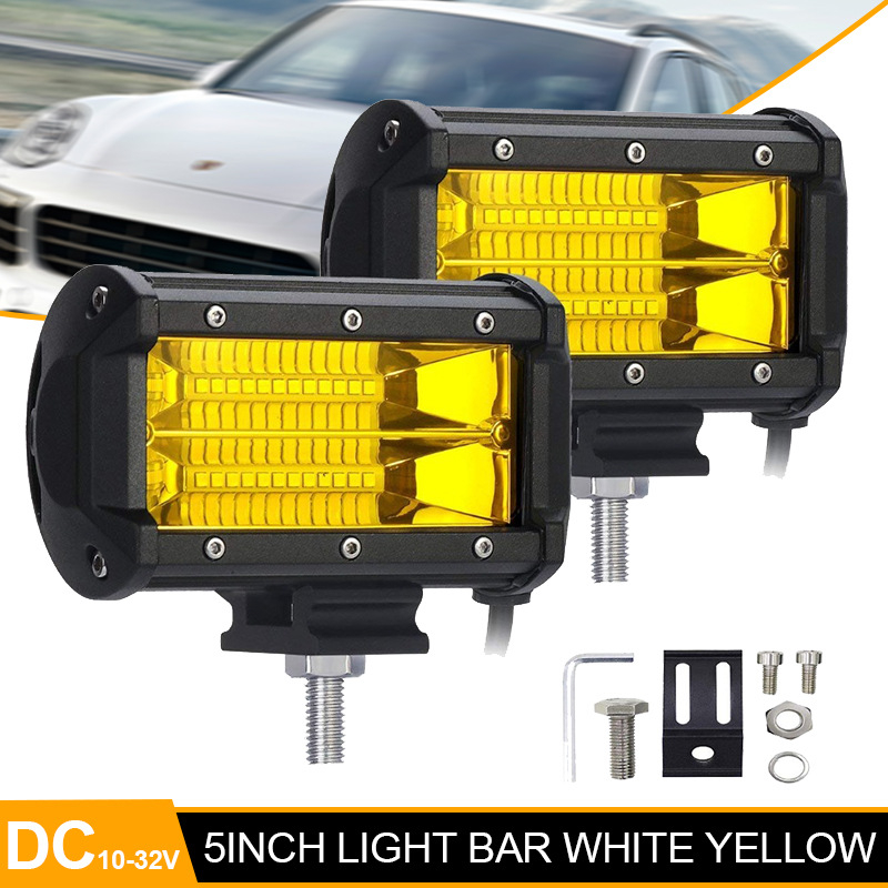 LED работна светлина за автомобил, 72W, 24 LED, двойна редица, 6500K, 10–32V