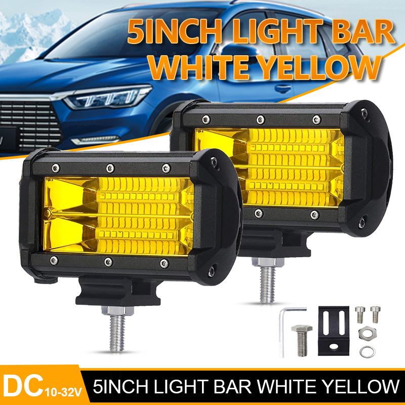 LED работна светлина за автомобил, 72W, 24 LED, двойна редица, 6500K, 10–32V