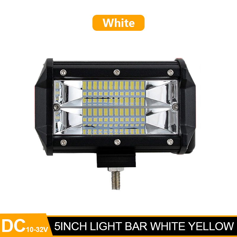 LED работна светлина за автомобил, 72W, 24 LED, двойна редица, 6500K, 10–32V