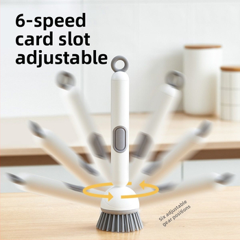 Pannu tīrīšanas suku ar garu rokturi, paredzēta pannām un bļodām, ABS plastmasa, Sērija 003, sirds formas tīrīšanas disks, nesaskrāpē virsmas