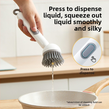 Pannu tīrīšanas suku ar garu rokturi, paredzēta pannām un bļodām, ABS plastmasa, Sērija 003, sirds formas tīrīšanas disks, nesaskrāpē virsmas