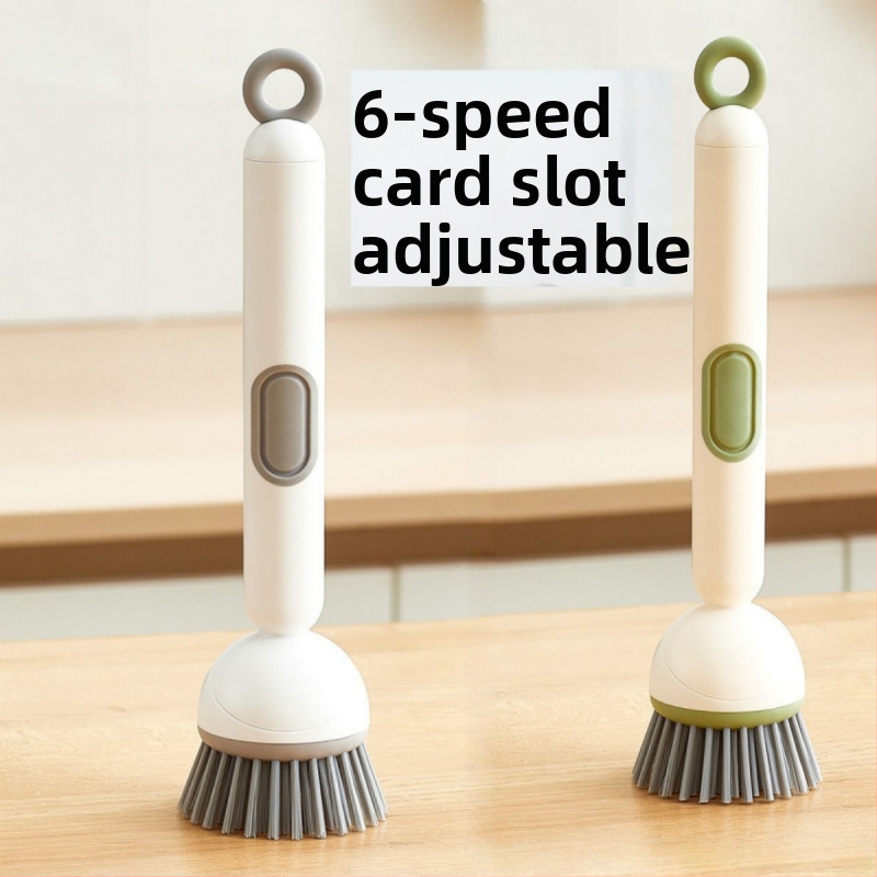 Pannu tīrīšanas suku ar garu rokturi, paredzēta pannām un bļodām, ABS plastmasa, Sērija 003, sirds formas tīrīšanas disks, nesaskrāpē virsmas