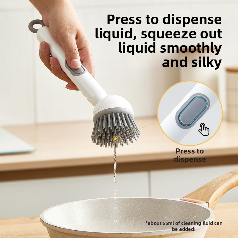 Pannu tīrīšanas suku ar garu rokturi, paredzēta pannām un bļodām, ABS plastmasa, Sērija 003, sirds formas tīrīšanas disks, nesaskrāpē virsmas