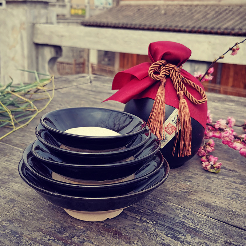 Keramička zdjela za vino, retro stil, okrugli oblik, ručno oslikana površina, pogodna za mikrovalnu pećnicu