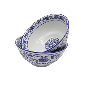 Porcelanska okrugla zdjela za rezance s cvjetnim uzorkom ispod glazure, mikrovalna kompatibilna