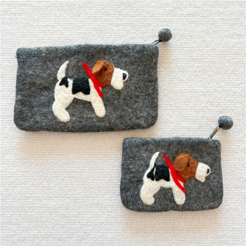 Монетник от вълнен филц с триизмерни uши бигъл, аниме дизайн, унисекс, за ежедневна употреба