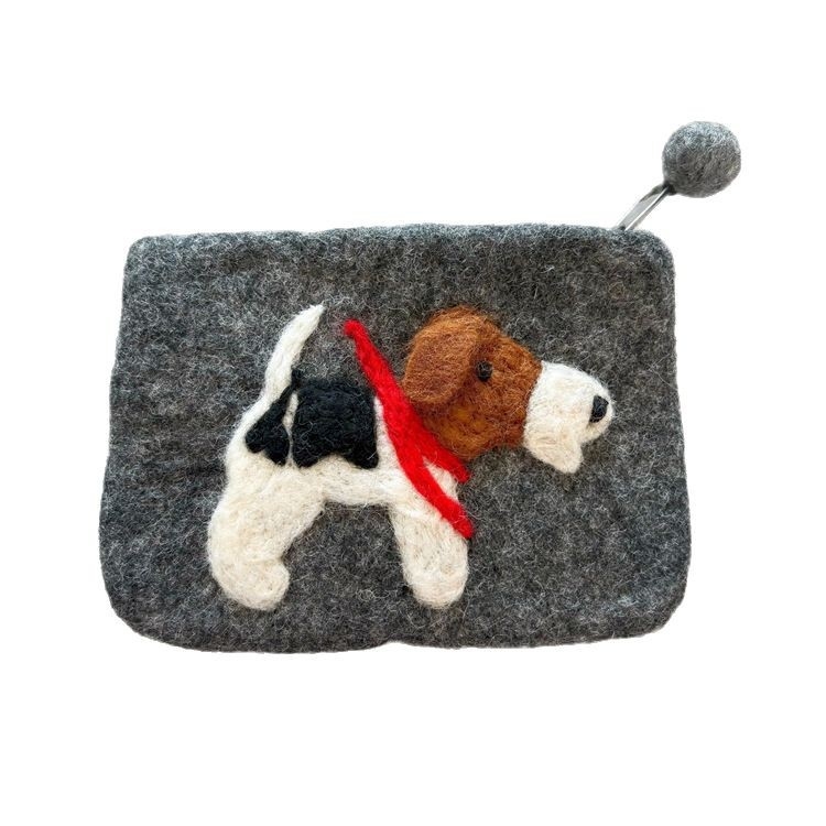 Монетник от вълнен филц с триизмерни uши бигъл, аниме дизайн, унисекс, за ежедневна употреба