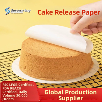 Dvigubos paviršiaus kepimo popierius su silikono danga formoms tortams – demoulding kilimėlis, žaliava: medienos pluoštas, 36 g/m²