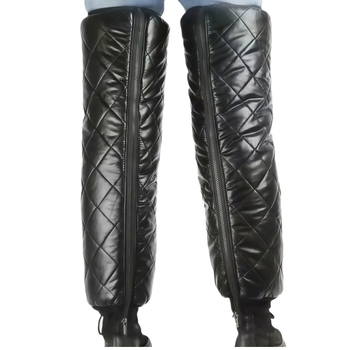 Téli térdvédők motorkerékpárhoz - bélelt fleece, vastag kivitel, védelem a vádlinak, univerzális illeszkedés, jég- és hó sportokra