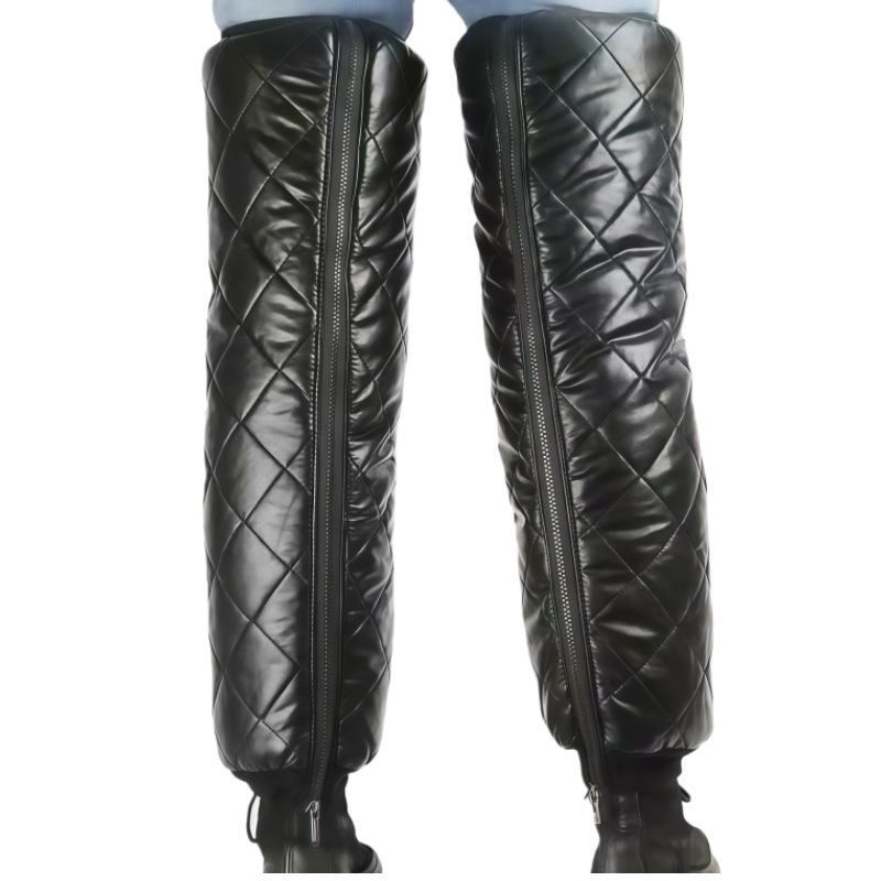 Téli térdvédők motorkerékpárhoz - bélelt fleece, vastag kivitel, védelem a vádlinak, univerzális illeszkedés, jég- és hó sportokra