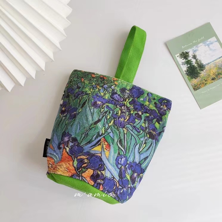 Torba tipa kofer inspirirana Van Goghom, književni stil, Oxford tkanina, cilindrični oblik, magnetska zatvarač, pamuk podstava, jedna naramenica