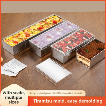 Nerezové obdĺžnikové formy na dezerty pre tiramisu, chlieb a mousse so syrom a koláče — pevná forma