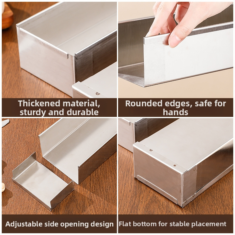 Nerezové obdĺžnikové formy na dezerty pre tiramisu, chlieb a mousse so syrom a koláče — pevná forma