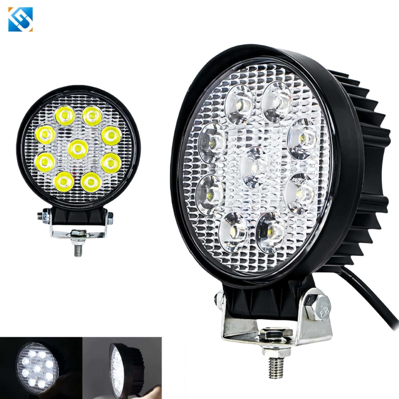 LED автомобилен прожектор, кръгъл, 9 LED, 27W, 12-80V, 6000K