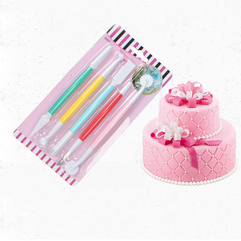 5-dijelni set alata za fondant za ukrašavanje torti, nepravilnog oblika, ekološki plast, model B9954