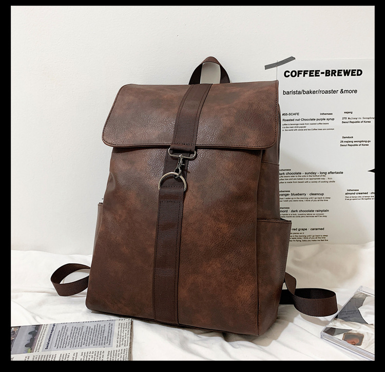 PU bőrtáska hátizsák, uniszex, városi minimalista stílus, kapacitás 20-35 L, laptop rekesz, légpárnás vállpánt