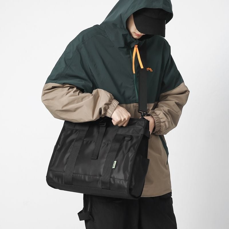 Férfi crossbody táska, nagy kapacitású, PU bőr, Oxford bélés, 2025 tavasz