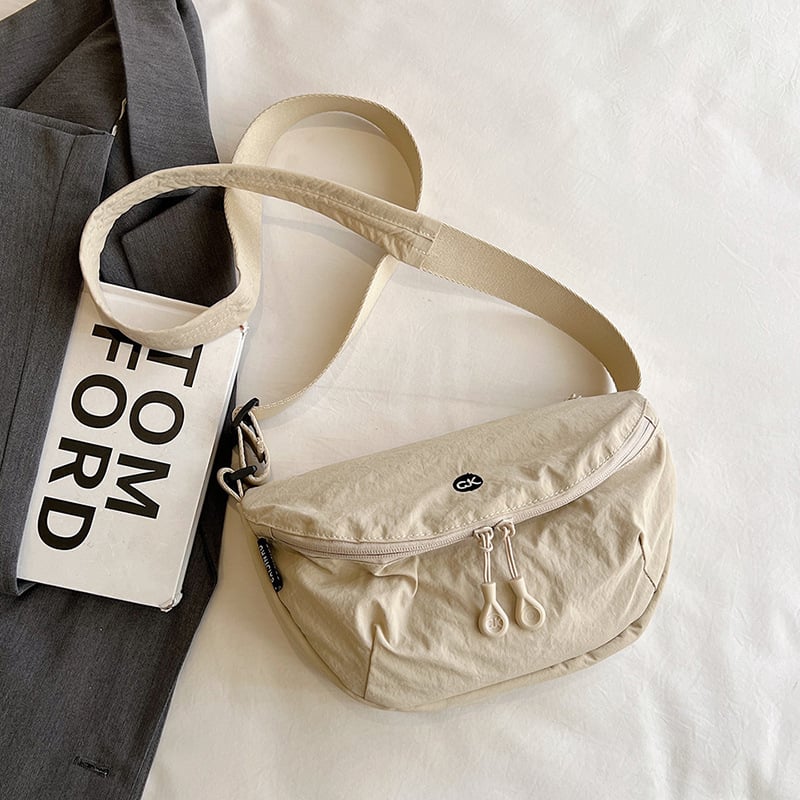 Najlon torbica za nošenje preko ramena, stil uličnog trenda, Saddle Bag, zatvaranje na zip, trodimenzionalni vanjski dio