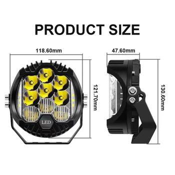 LED Wrangler фарове с три страни осветление - 190W, 18000 lm, 12-80V, 50000 ч, 6500K-3500K