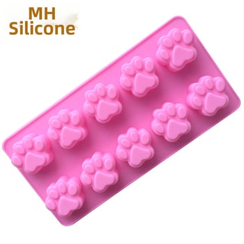 Silikónová forma na koláče a mydlá – 10 kusov, nepravidelné tvary s motívmi mačacích labiek a medvedej dlaňe, na pečenie DIY