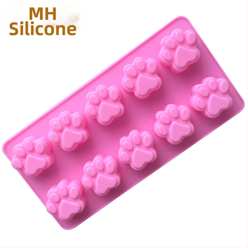 Silikónová forma na koláče a mydlá – 10 kusov, nepravidelné tvary s motívmi mačacích labiek a medvedej dlaňe, na pečenie DIY