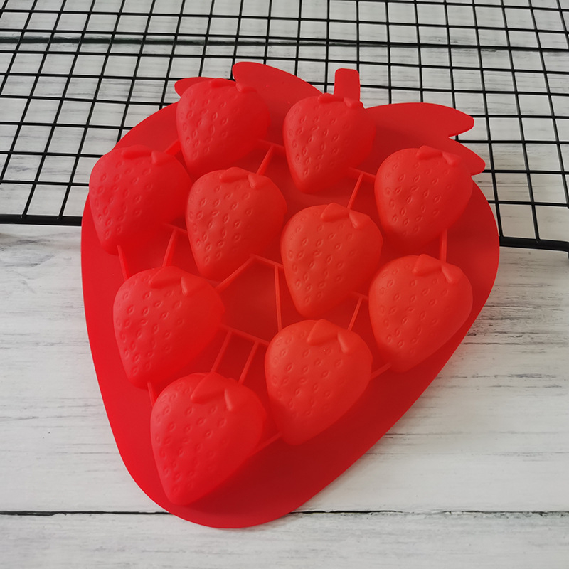 Silikonska forma s 9 pretinaca u obliku jagode za čokoladu, kolač, mousse i sladoled