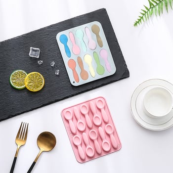10-dielna silikónová forma v tvare lyžičky na čokoládu, ľadové kocky a torty