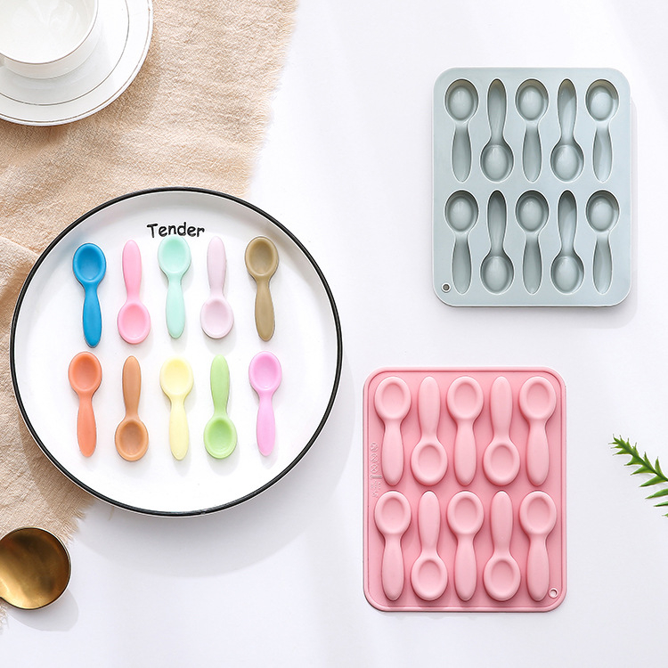 10-dielna silikónová forma v tvare lyžičky na čokoládu, ľadové kocky a torty