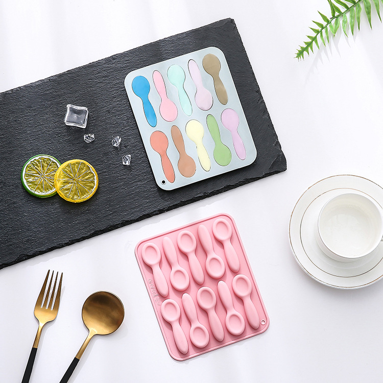 10-dielna silikónová forma v tvare lyžičky na čokoládu, ľadové kocky a torty