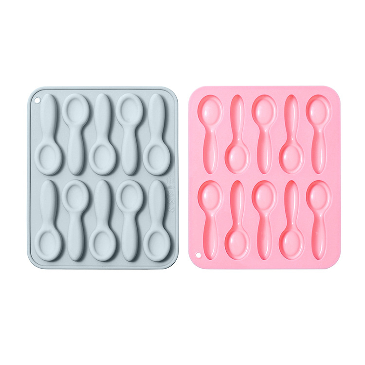 10-dielna silikónová forma v tvare lyžičky na čokoládu, ľadové kocky a torty