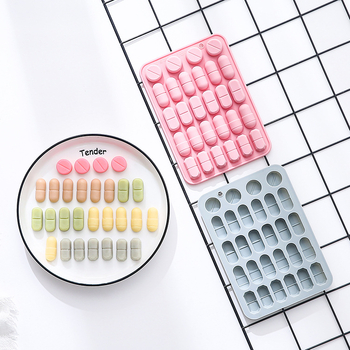 Silikonska forma za pečenje s 28 udubljenja i pet dizajna oblika pilule, pogodna za čokoladu, bombone i gumene slastice
