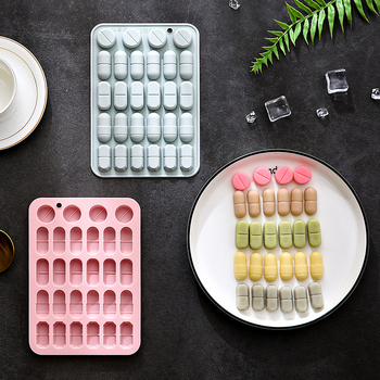 Silikonska forma za pečenje s 28 udubljenja i pet dizajna oblika pilule, pogodna za čokoladu, bombone i gumene slastice