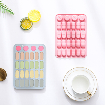 Silikonska forma za pečenje s 28 udubljenja i pet dizajna oblika pilule, pogodna za čokoladu, bombone i gumene slastice