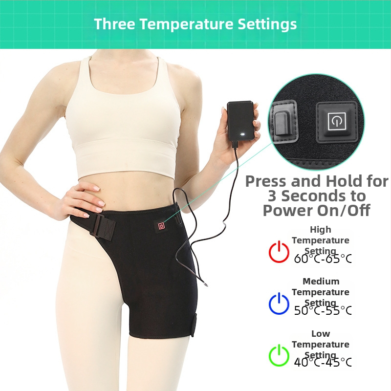 Protecție electrică a coapsei cu masaj Moxibustion și compresie caldă pentru șold, 5V, 9W, 45–65°C, cablu de control 100 cm, greutate 200 g